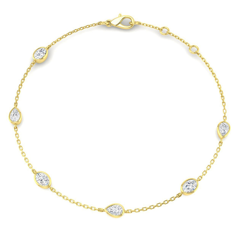 0.81ct Lab-Grown Diamond Oval & Pear Station Bracelet