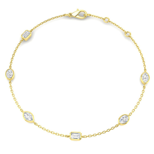 0.91ct Lab-Grown Diamond Mixed-Shape Station Bracelet