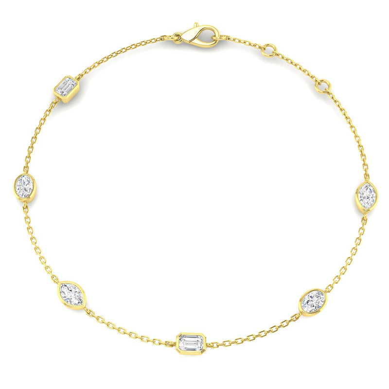 0.91ct Lab-Grown Diamond Mixed-Shape Station Bracelet