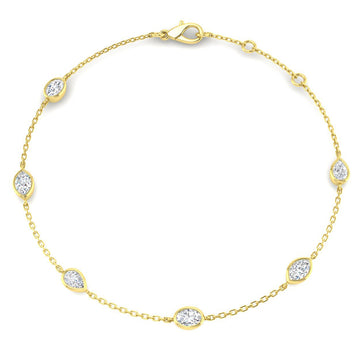 0.81ct Lab-Grown Diamond Mixed-Shape Station Bracelet in 9ct Yellow Gold