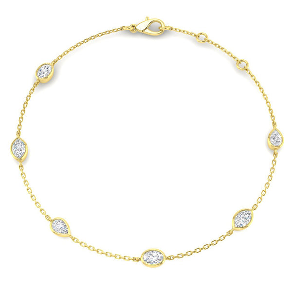 0.81ct Lab-Grown Diamond Mixed-Shape Station Bracelet