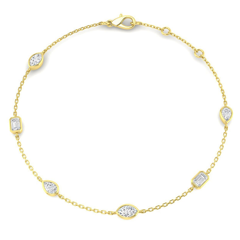 0.88ct Lab-Grown Diamond Mixed-Shape Station Bracelet