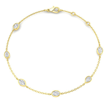 0.83ct Lab-Grown Diamond Mixed-Shape Station Bracelet in 9ct Yellow Gold