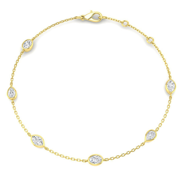 0.83ct Lab-Grown Diamond Mixed-Shape Station Bracelet
