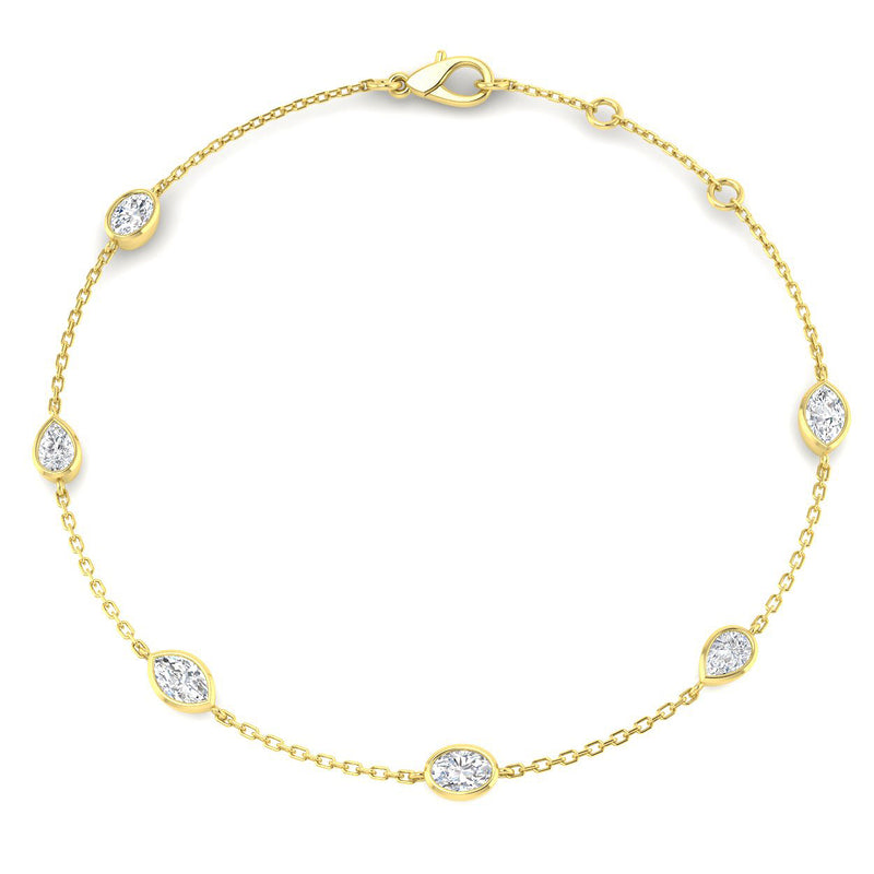 0.83ct Lab-Grown Diamond Mixed-Shape Station Bracelet