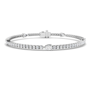 2.65ct Lab-Grown Diamond Pear Station Tennis Bracelet in 9ct White Gold