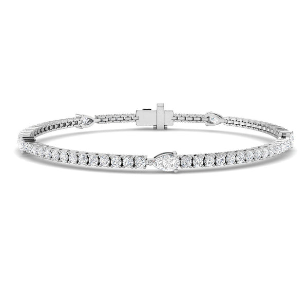 2.65ct Lab-Grown Diamond Pear Station Tennis Bracelet