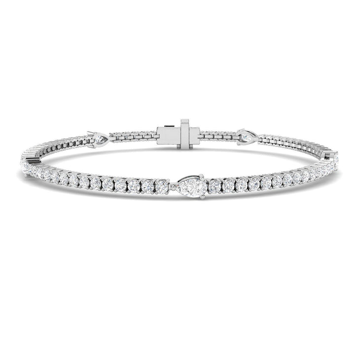 2.65ct Lab-Grown Diamond Pear Station Tennis Bracelet in 9ct White Gold