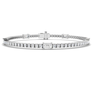 3.49ct Lab-Grown Diamond Emerald-Cut Station Tennis Bracelet in 9ct White Gold