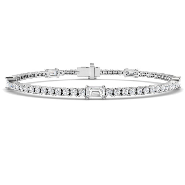3.49ct Lab-Grown Diamond Emerald-Cut Station Tennis Bracelet