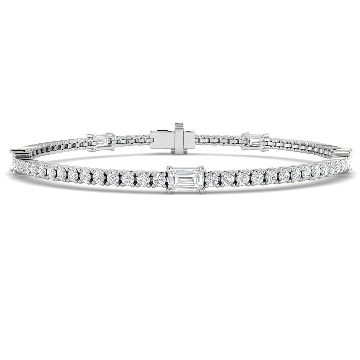 3.49ct Lab-Grown Diamond Emerald-Cut Station Tennis Bracelet in 9ct White Gold