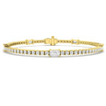3.49ct Lab-Grown Diamond Emerald-Cut Station Tennis Bracelet in 9ct Yellow Gold