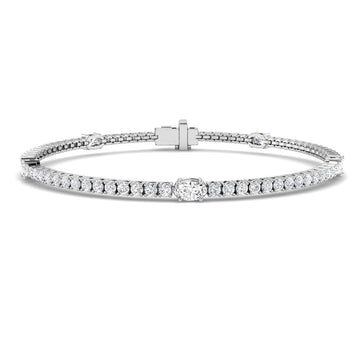 2.72ct Lab-Grown Diamond Oval Station Tennis Bracelet in 9ct White Gold