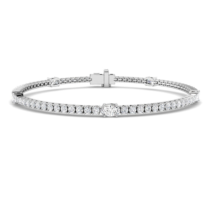2.72ct Lab-Grown Diamond Oval Station Tennis Bracelet in 9ct White Gold
