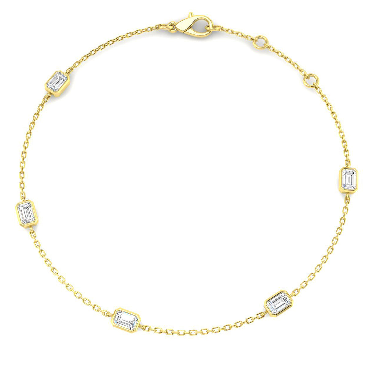 0.68ct Lab-Grown Diamond Emerald-Cut Station Bracelet in 9ct Yellow Gold