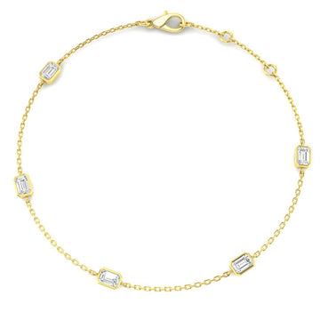0.68ct Lab-Grown Diamond Emerald-Cut Station Bracelet in 9ct Yellow Gold