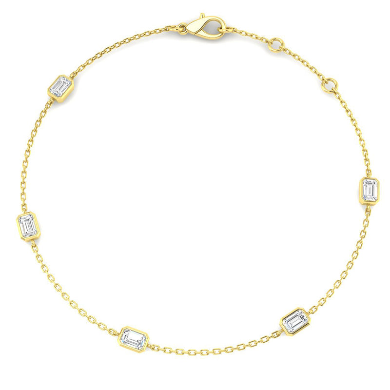 0.68ct Lab-Grown Diamond Emerald-Cut Station Bracelet