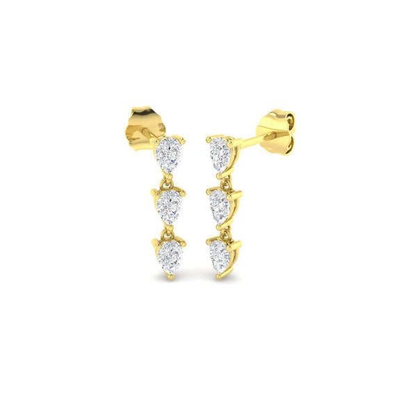 0.71ct Pear Lab-Grown Diamond Three-Stone Drop Earrings