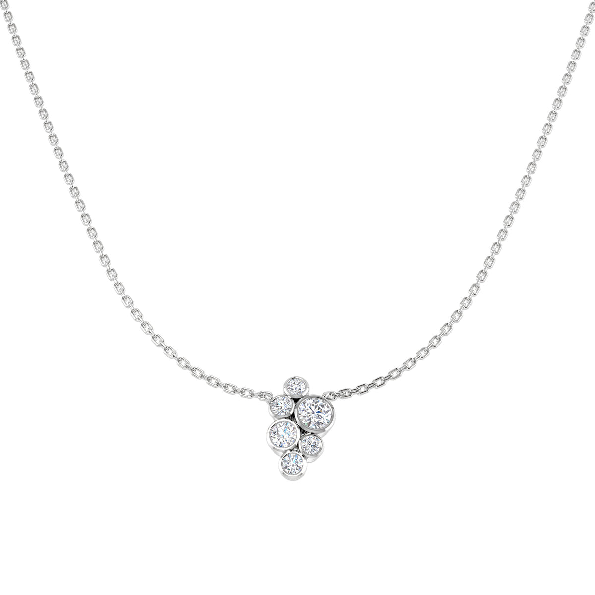 0.51ct Lab-Grown Diamond Bubble Cluster Necklace – white metal