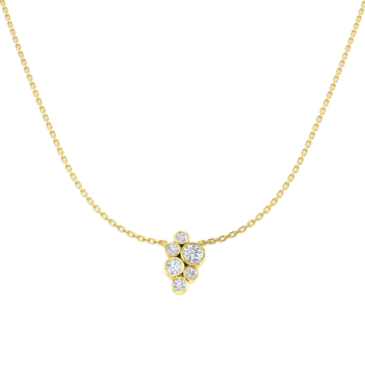 0.51ct Lab-Grown Diamond Bubble Cluster Necklace – yellow gold view 2