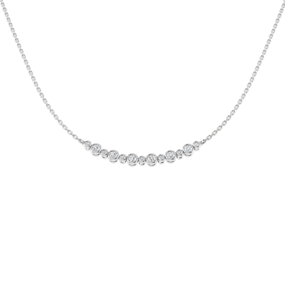0.41ct Lab-Grown Diamond Bezel-Set Curve Necklace – white metal
