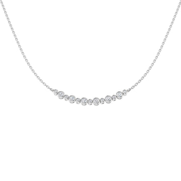 0.41ct Lab-Grown Diamond Bezel-Set Curve Necklace – white metal