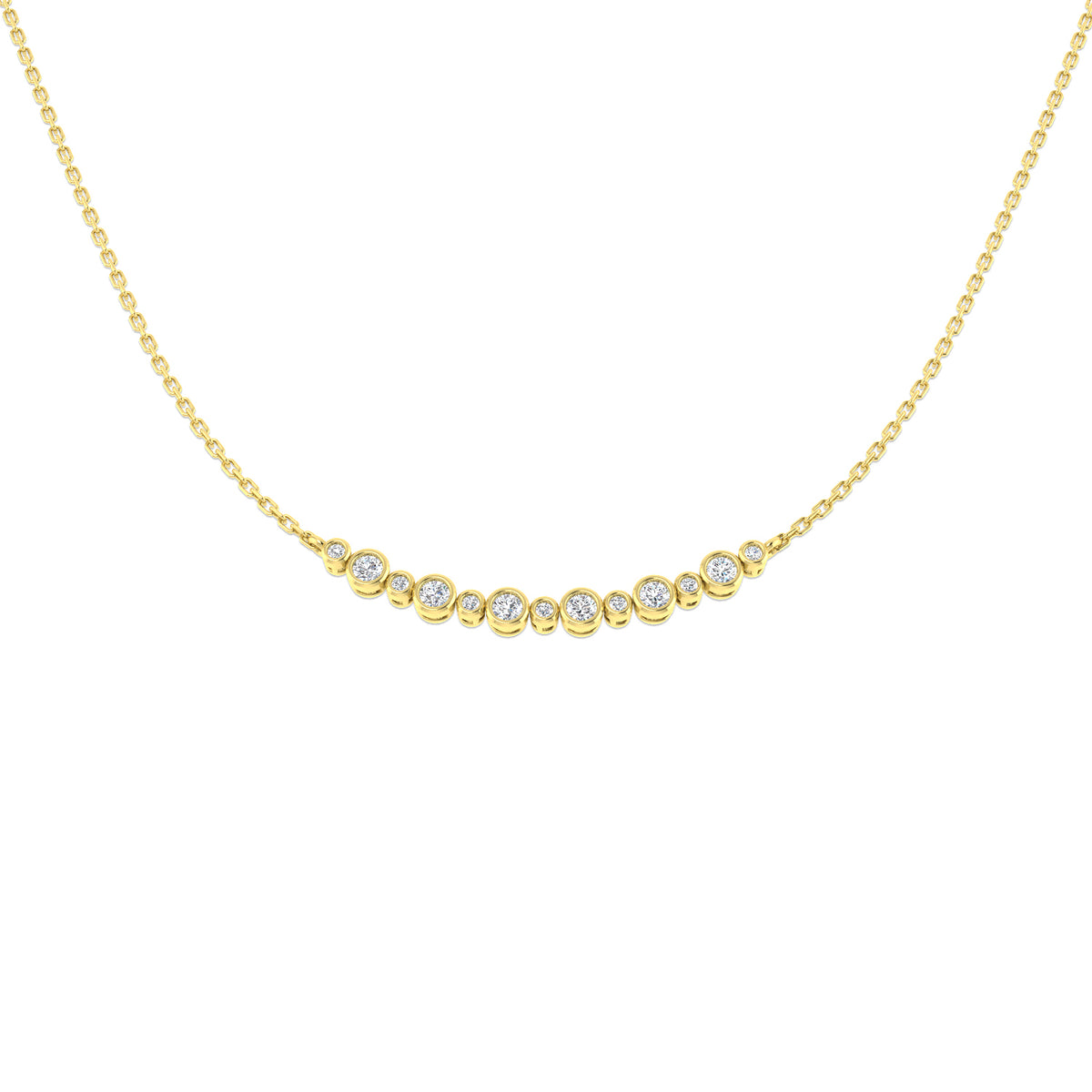 0.41ct Lab-Grown Diamond Bezel-Set Curve Necklace – yellow gold view 2