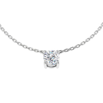 0.51ct round lab-grown diamond four-claw solitaire pendant with chain in 9ct white gold
