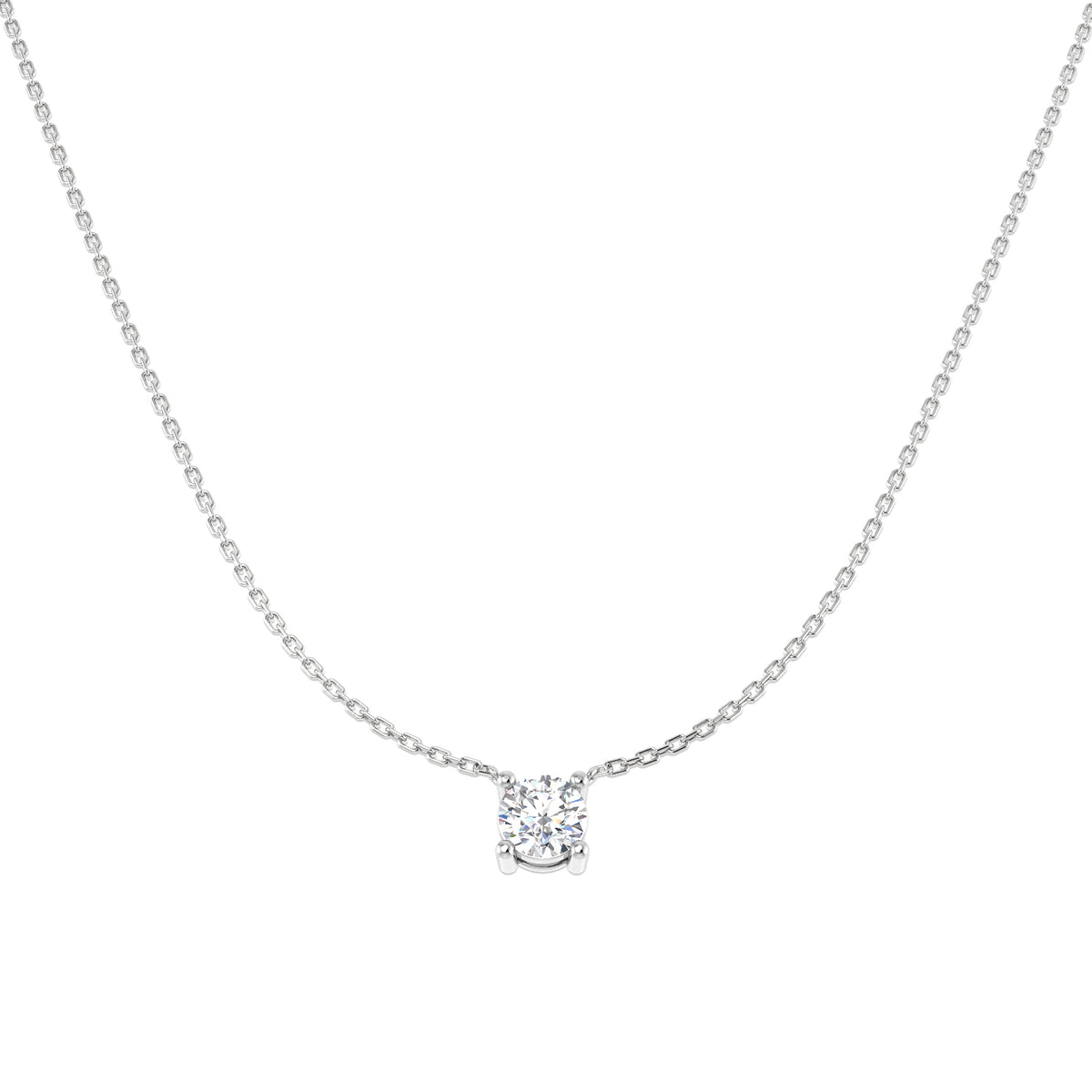 0.72ct round lab-grown diamond four-claw solitaire pendant with chain in 9ct white gold