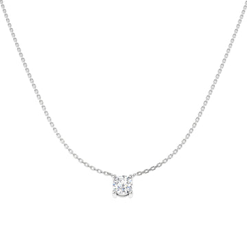 0.72ct round lab-grown diamond four-claw solitaire pendant with chain in 9ct white gold
