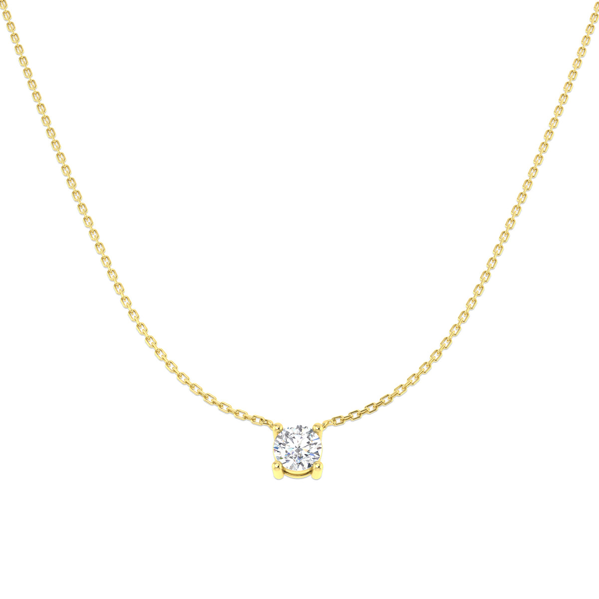 0.72ct round lab-grown diamond four-claw solitaire pendant with chain in 9ct yellow gold