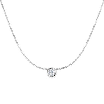 0.50ct round lab-grown diamond rubover solitaire pendant with chain in 9ct white gold