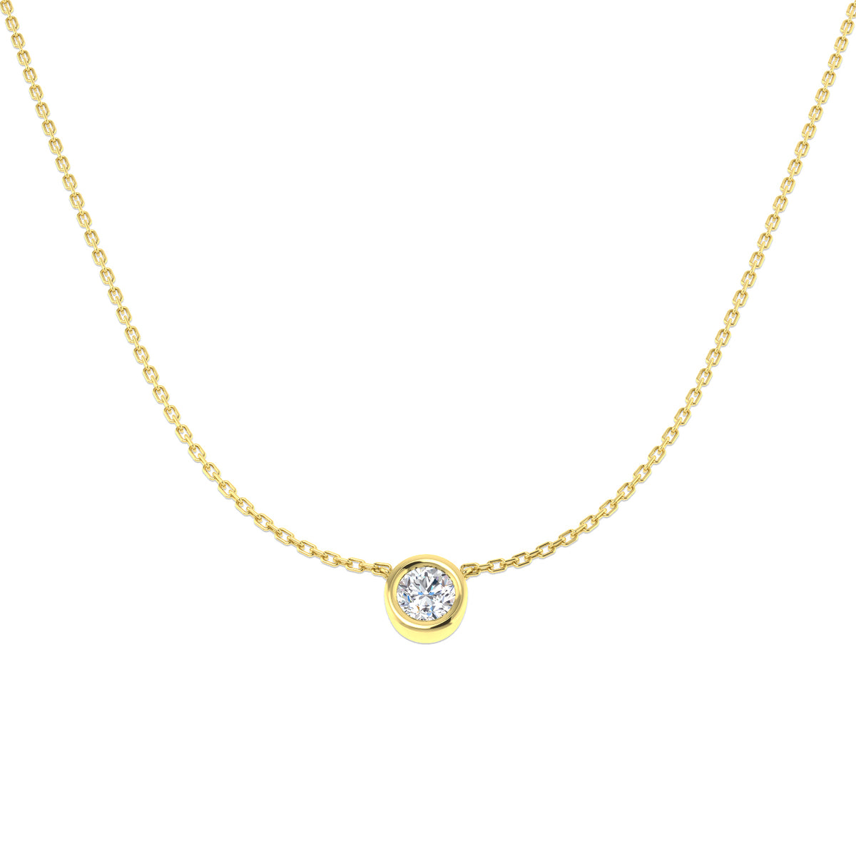 0.50ct round lab-grown diamond rubover solitaire pendant with chain in 9ct yellow gold