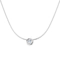 1ct round lab-grown diamond rubover solitaire pendant with chain in 9ct white gold