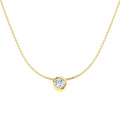 1ct round lab-grown diamond rubover solitaire pendant with chain in 9ct yellow gold