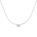 0.52ct emerald-cut lab-grown diamond rubover solitaire pendant with chain in 9ct white gold