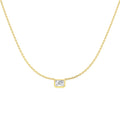 0.52ct emerald-cut lab-grown diamond rubover solitaire pendant with chain in 9ct yellow gold