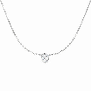0.55ct oval lab-grown diamond rubover solitaire pendant with chain in 9ct white gold