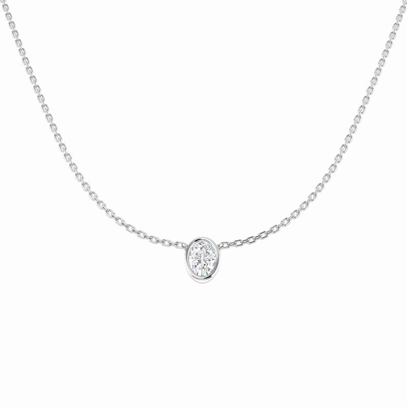 0.55ct Oval Lab-Grown Diamond Solitaire Rubover Necklace