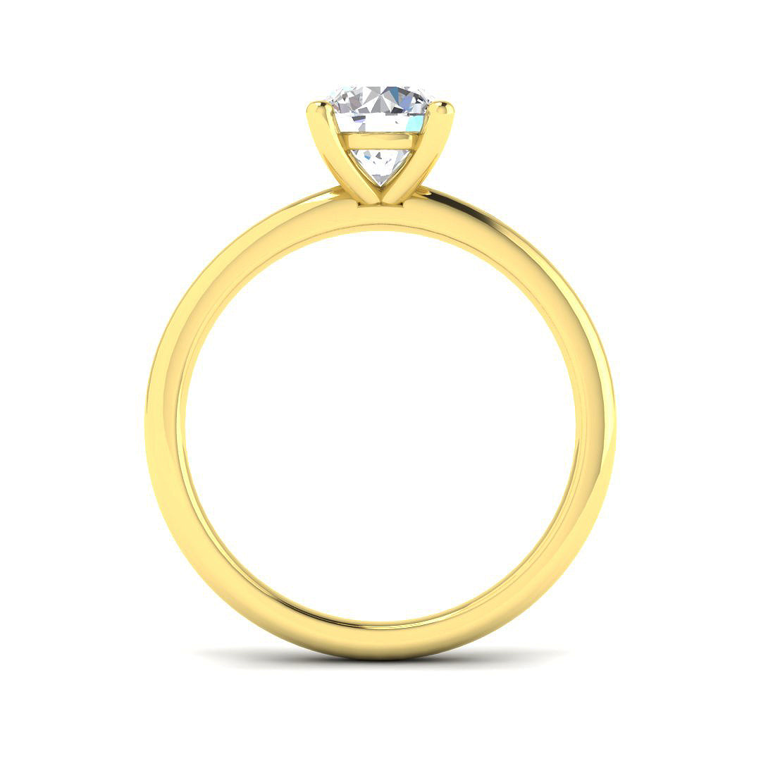 1.08ct round lab-grown diamond four-claw solitaire ring in 9ct yellow gold - side view