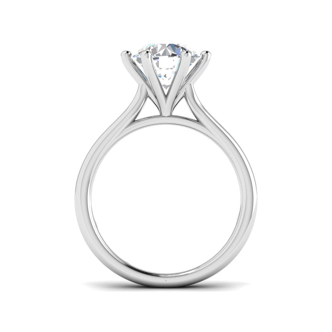2ct round lab-grown diamond six-claw solitaire ring in 9ct white gold - side view