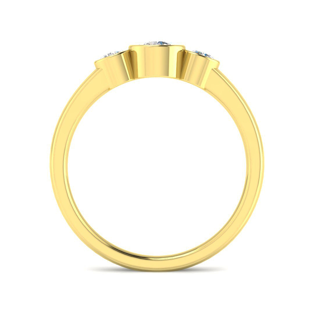 0.56ct Round Lab-Grown Diamond Three-Stone Ring – yellow gold view 4