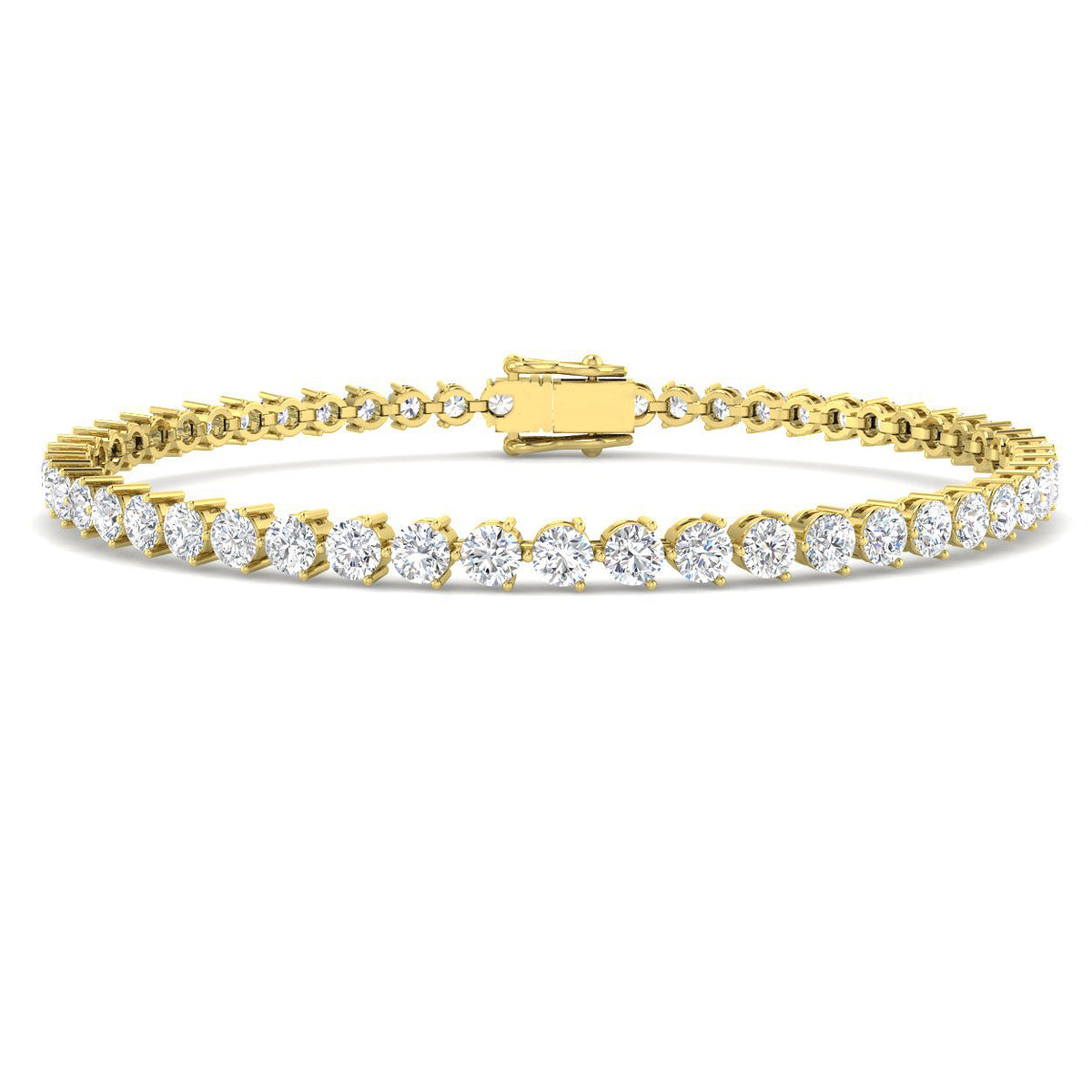 4ct Lab-Grown Diamond Round Tennis Bracelet in 9ct Yellow Gold