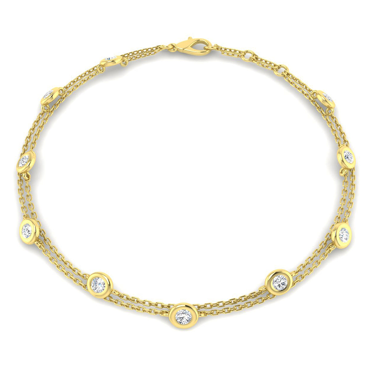 0.8ct Lab-Grown Diamond Station Bracelet in 9ct Yellow Gold
