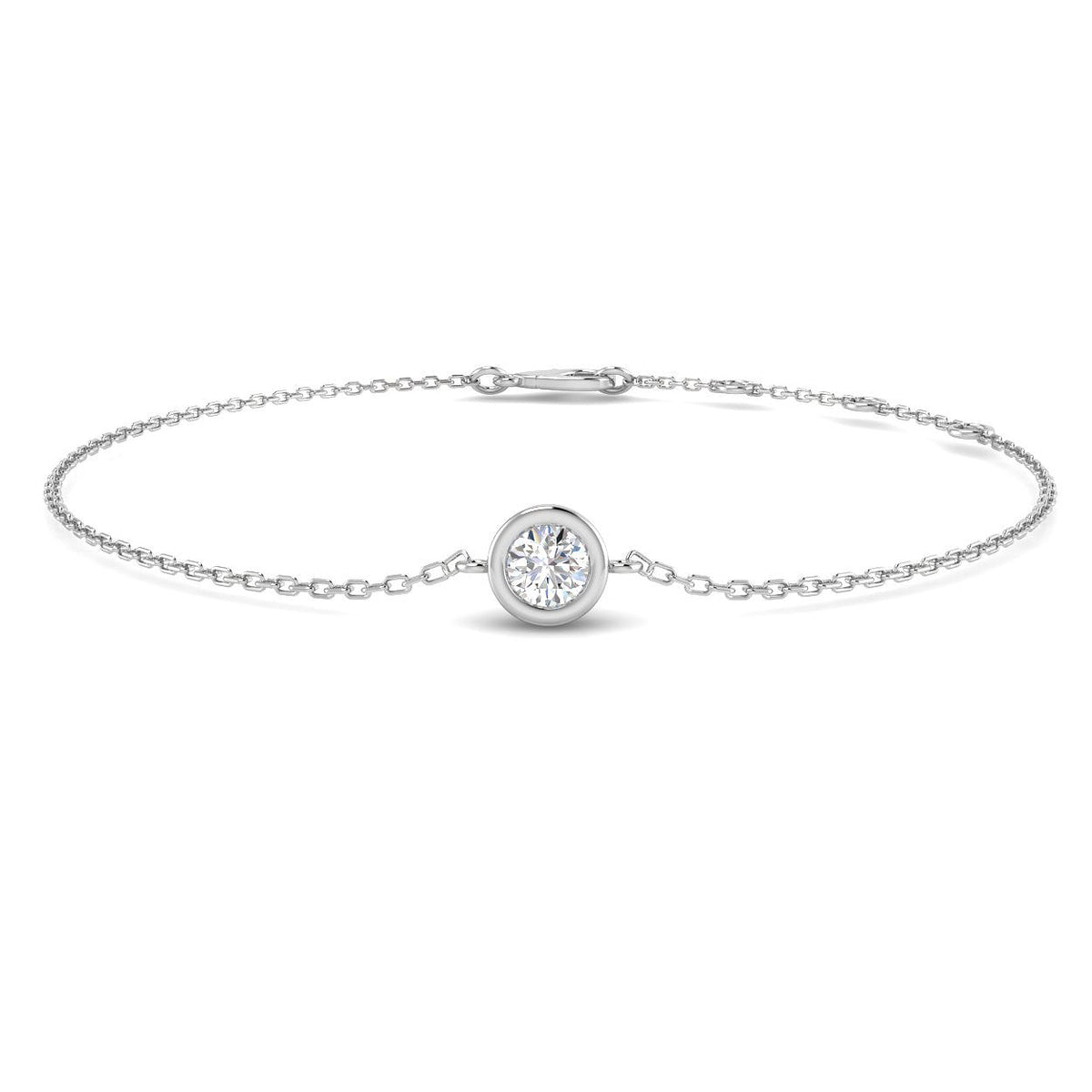 0.25ct Lab-Grown Diamond Solitaire Rubover Bracelet in 9ct White Gold