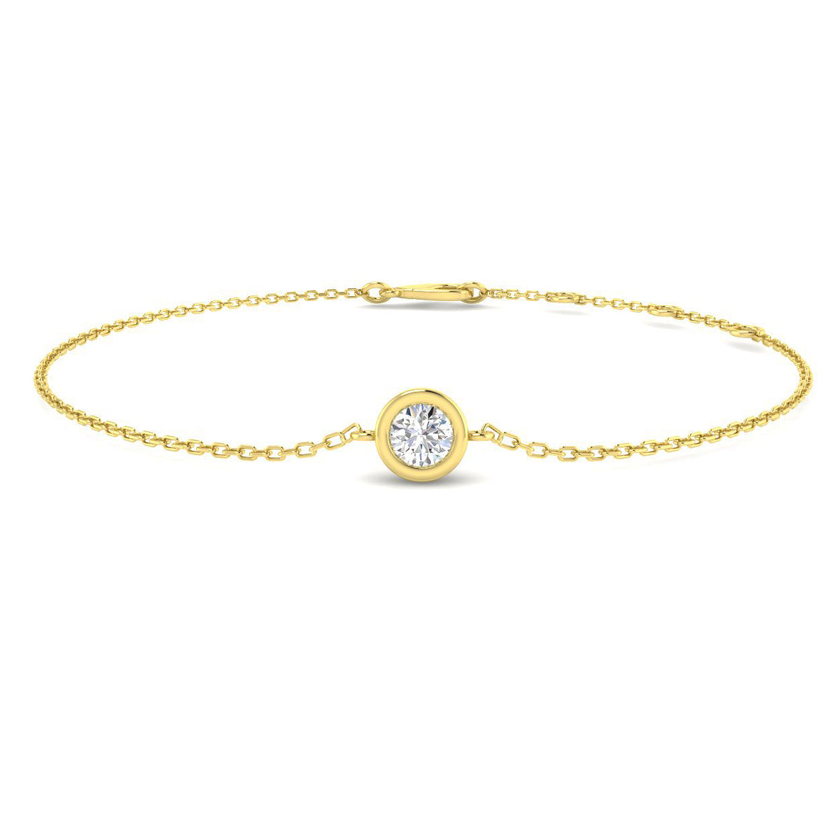 0.25ct Lab-Grown Diamond Solitaire Rubover Bracelet in 9ct Yellow Gold