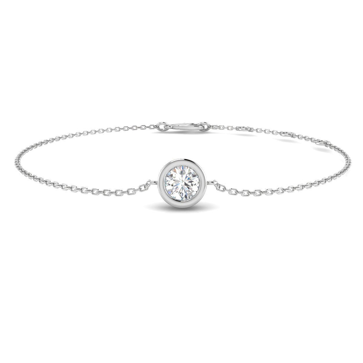 0.51ct Lab-Grown Diamond Solitaire Rubover Bracelet in 9ct White Gold