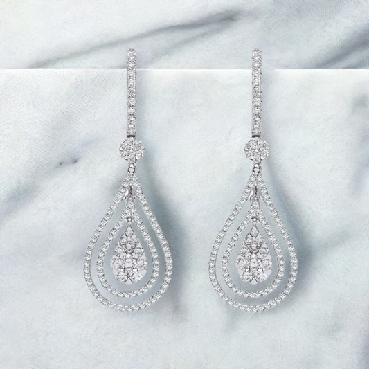 1.2ct Diamond Fancy Pear Shape Drop Earrings In 18ct White Gold