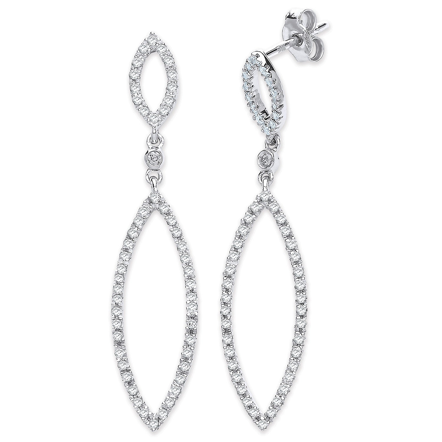 9ct White Gold 0.50ct Diamond Drop Earrings