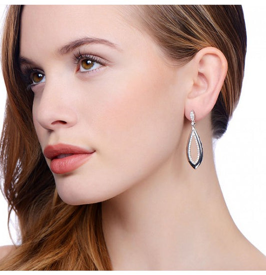 Sterling Silver Fancy Pear Cubic Zirconia Drop Earrings